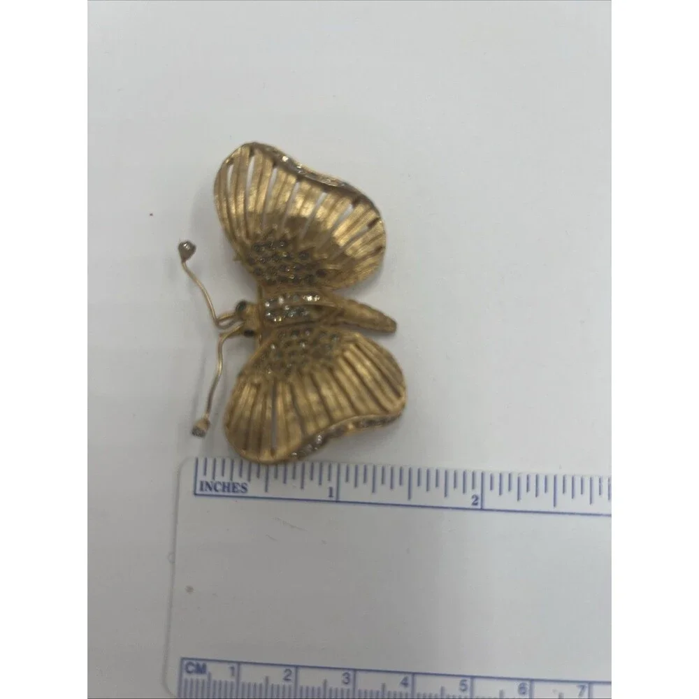 Vtg Butterfly Unsigned Schrager Brooch Large 3